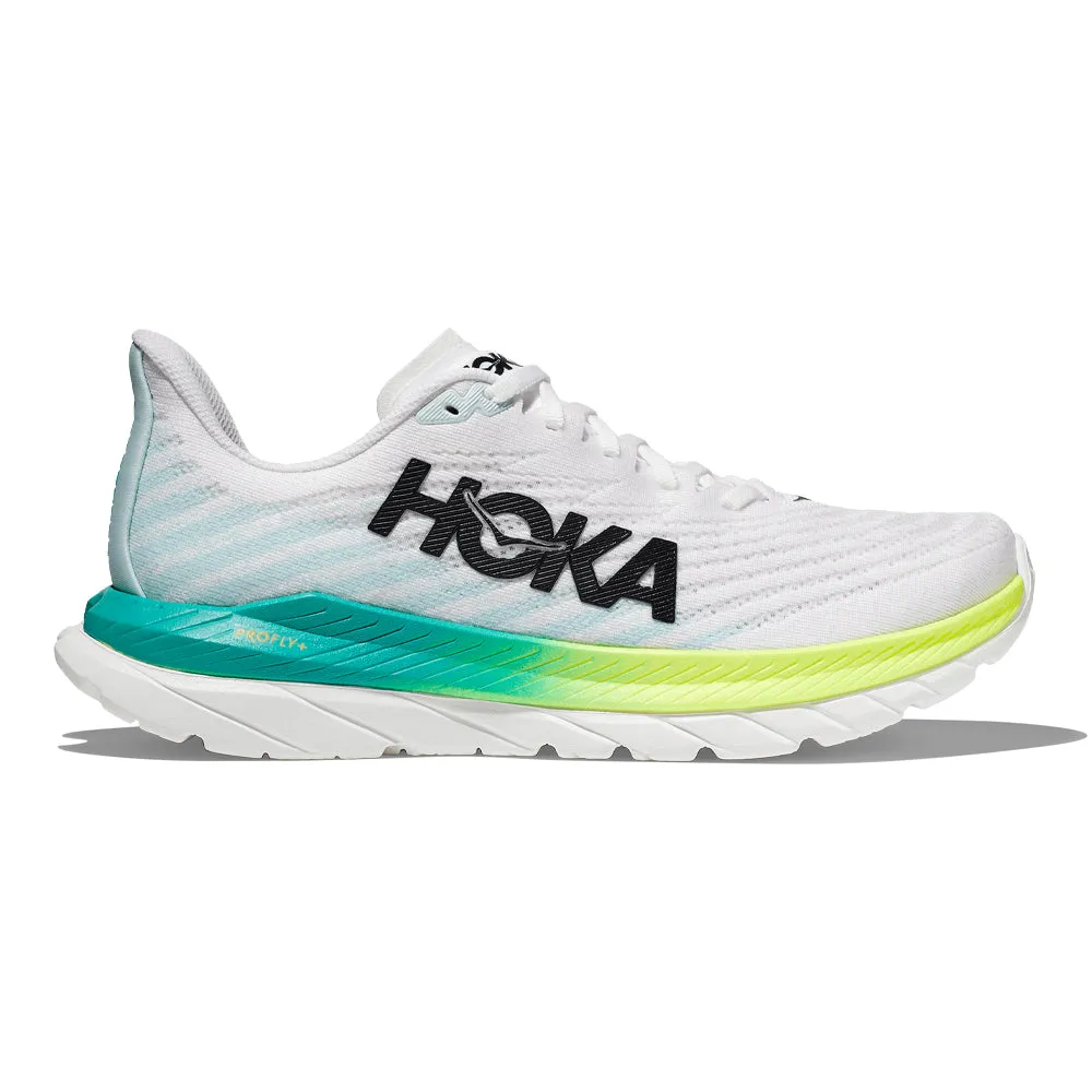 Men's Hoka One One Mach 5, White/Blue Glass, 10 D Medium