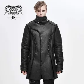 Men's Punk Stand Collar Ropes Winter Coats