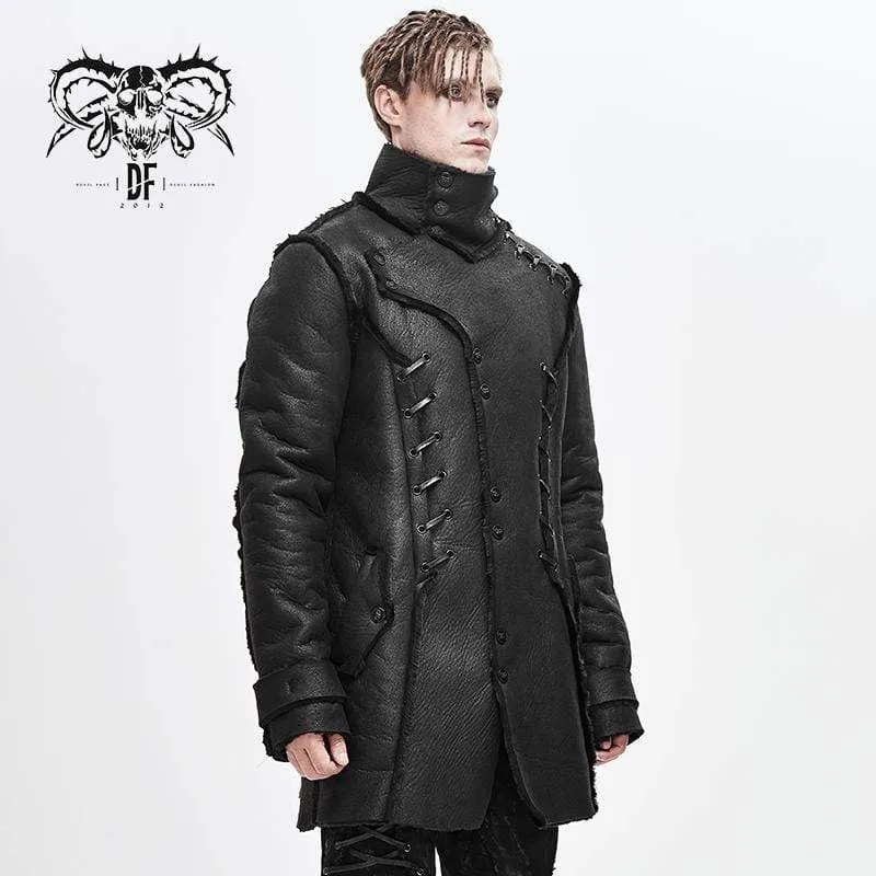 Men's Punk Stand Collar Ropes Winter Coats