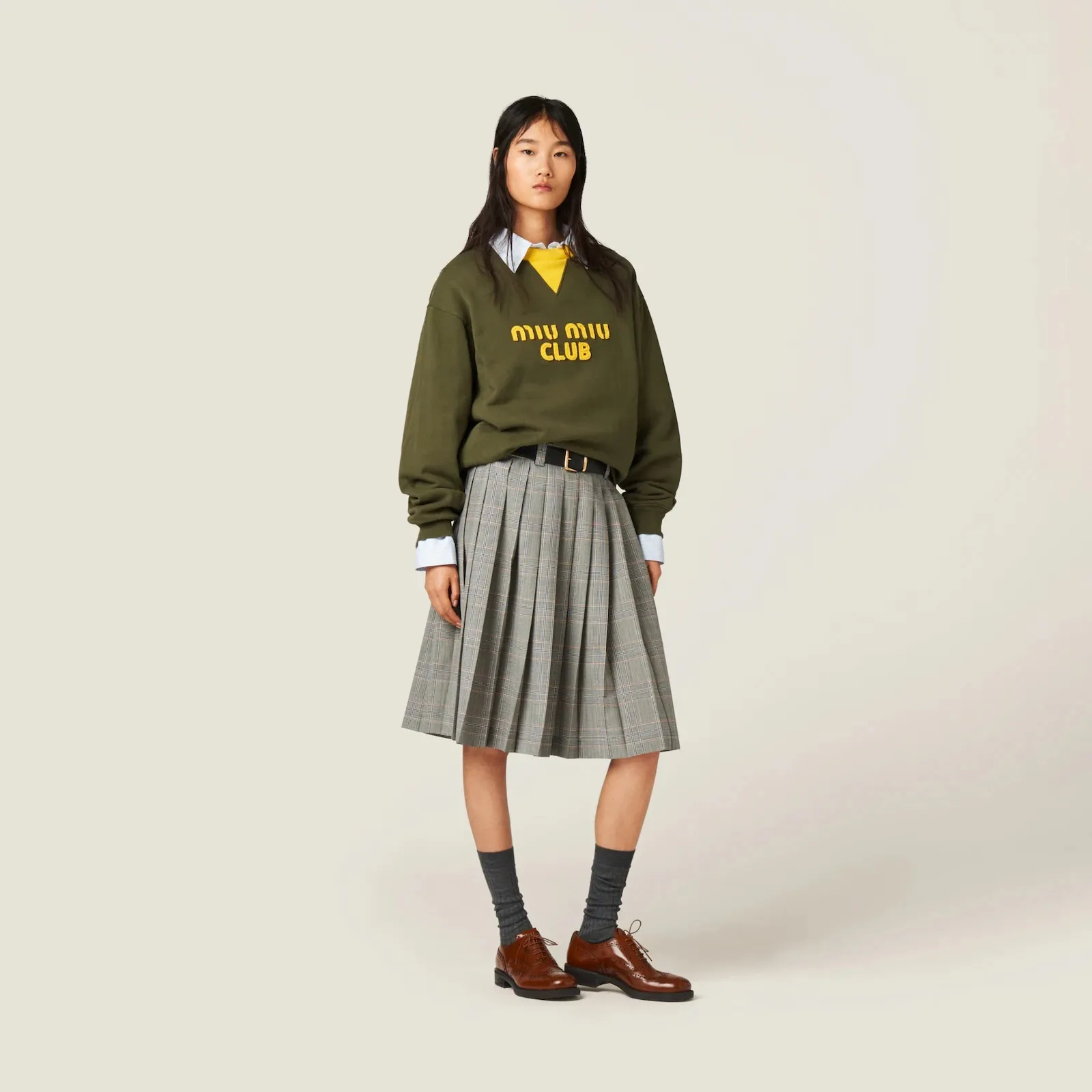 MiuMiu  |Long Sleeves Plain Cotton Logo Hoodies & Sweatshirts