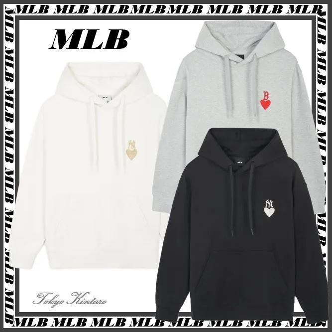 MLB Korea  |Unisex Street Style Long Sleeves Logo Hoodies