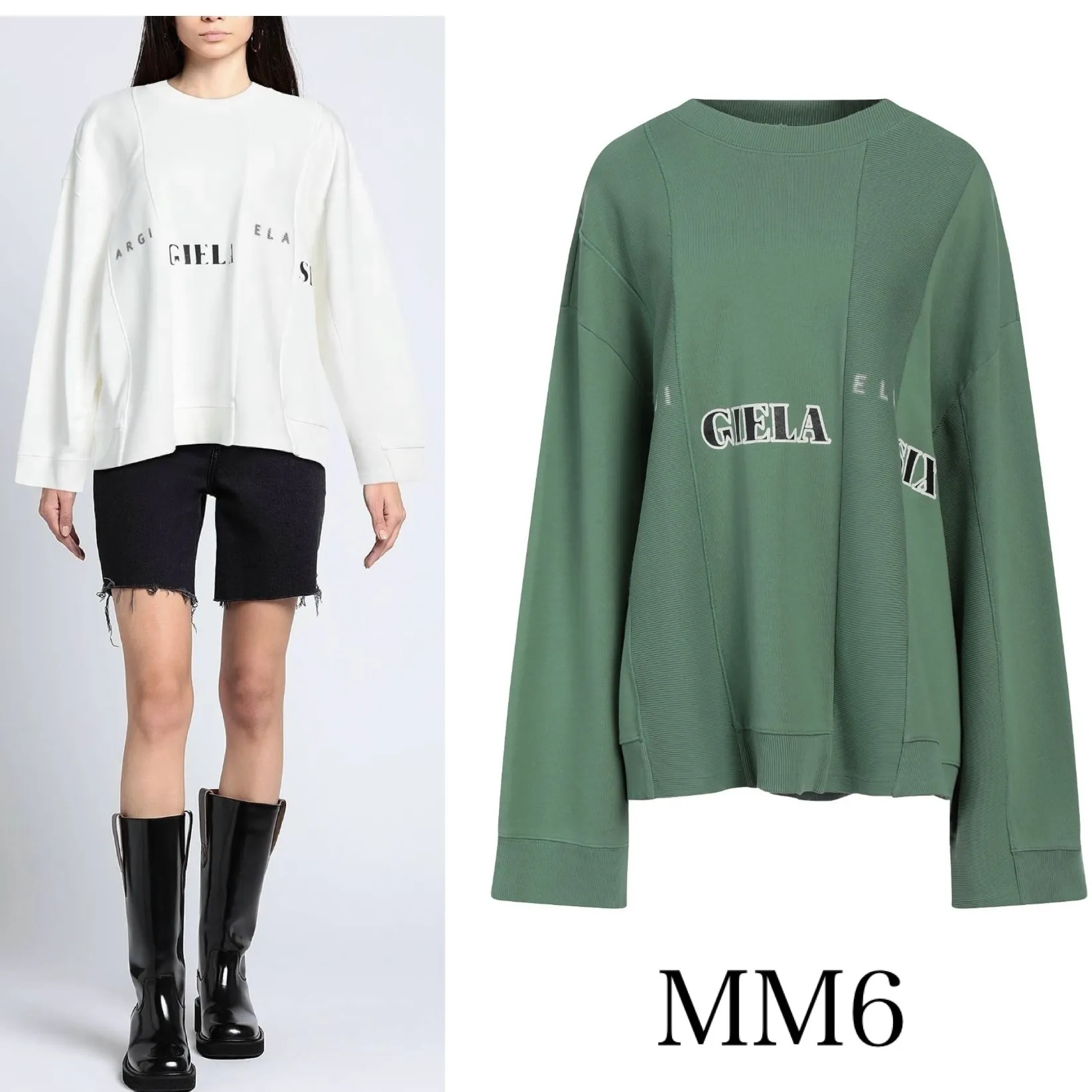 MM6 Maison Margiela  |Crew Neck Long Sleeves Plain Cotton Logo