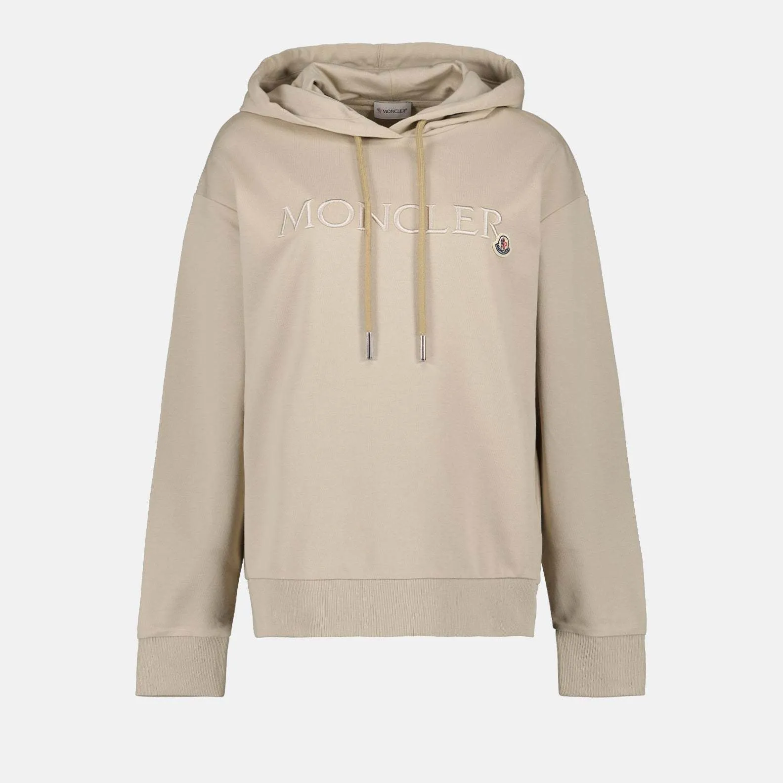 MONCLER  |Long Sleeves Plain Cotton Logo Hoodies & Sweatshirts