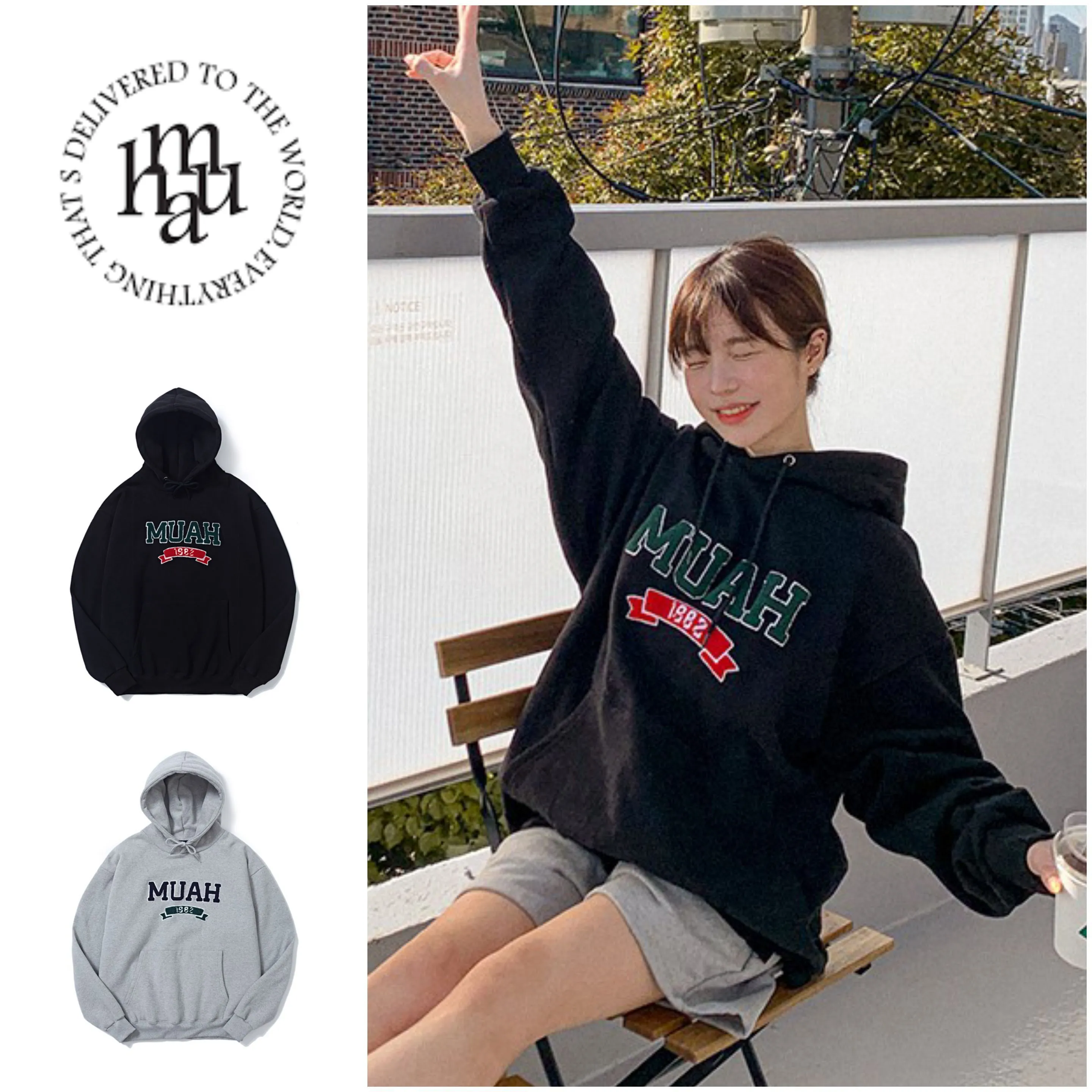 muahmuah  |Unisex Street Style Long Sleeves Logo Hoodies & Sweatshirts