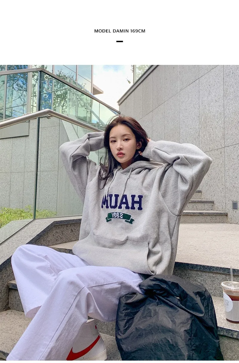 muahmuah  |Unisex Street Style Long Sleeves Logo Hoodies & Sweatshirts