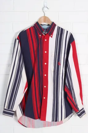 NAUTICA Red & Navy Embroidered Stripe Long Sleeve Shirt (L-XL)