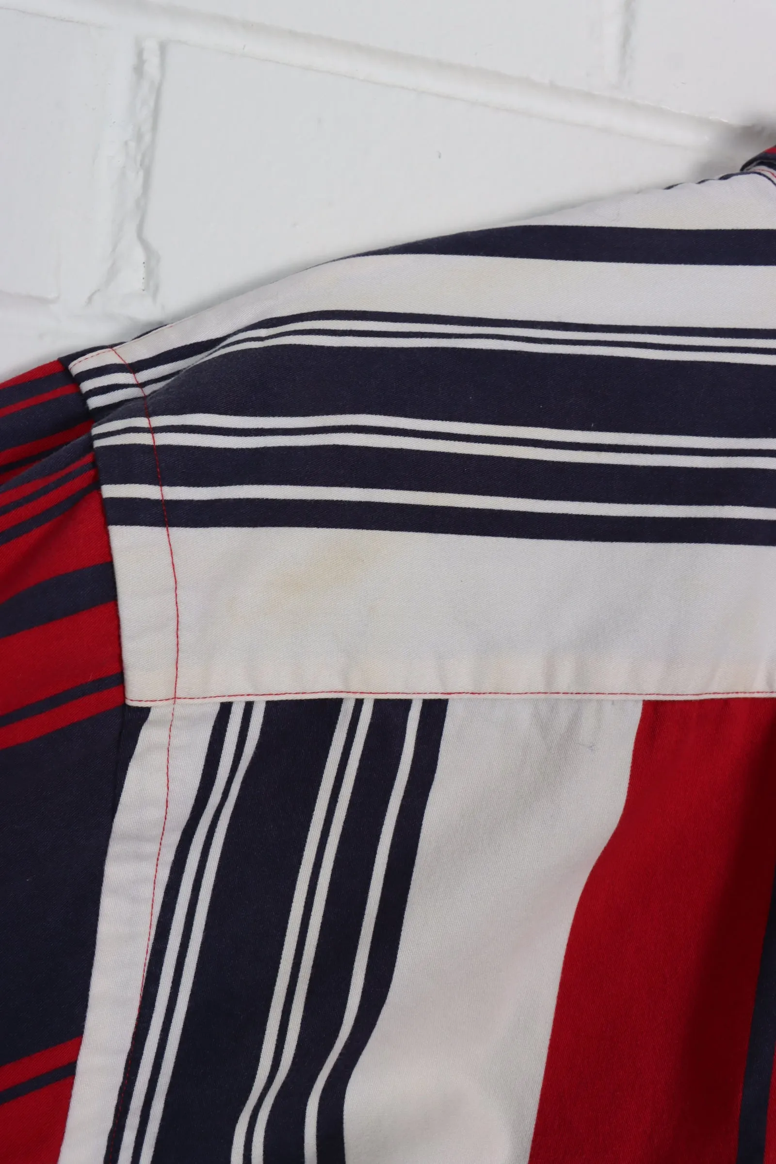 NAUTICA Red & Navy Embroidered Stripe Long Sleeve Shirt (L-XL)