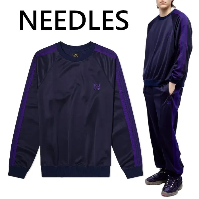 Needles  |Crew Neck Unisex Long Sleeves Logo Hoodies & Sweatshirts