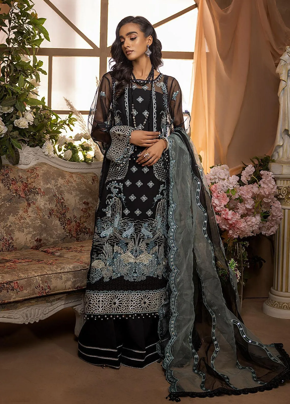 Nikhaar By Awwal Embroidered Organza Unstitched 4 Piece Suit - 07