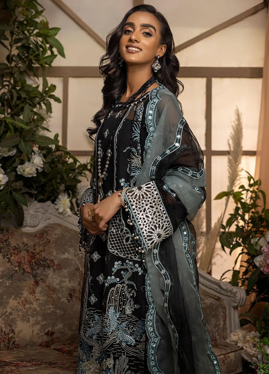 Nikhaar By Awwal Embroidered Organza Unstitched 4 Piece Suit - 07