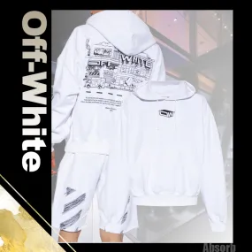 Off-White  |Street Style Long Sleeves Cotton Hoodies