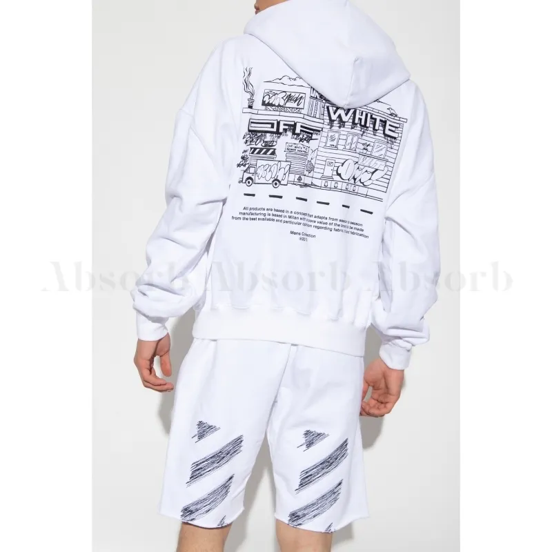 Off-White  |Street Style Long Sleeves Cotton Hoodies