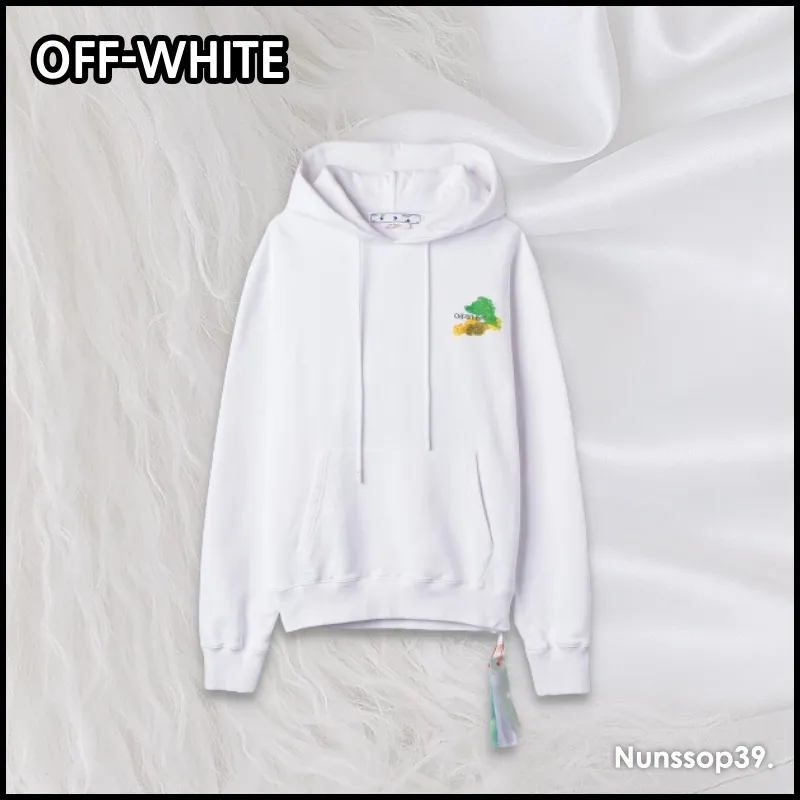 Off-White  |Street Style Long Sleeves Plain Logo Hoodies