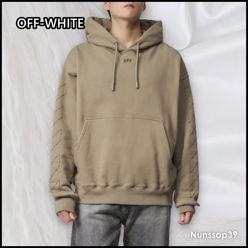 Off-White  |Street Style Plain Cotton Logo Hoodies