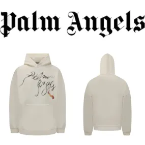 Palm Angels  |Sweat Street Style Long Sleeves Plain Cotton Logo Hoodies