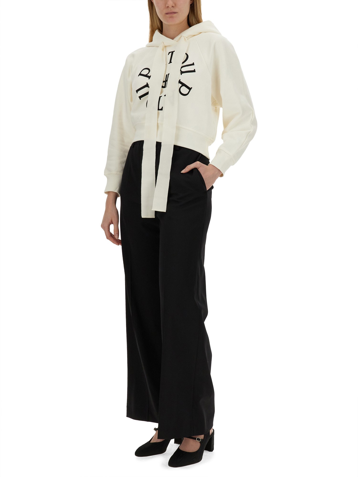 PATOU    COTTON SWEATSHIRT WITH LOGO EMBROIDERY