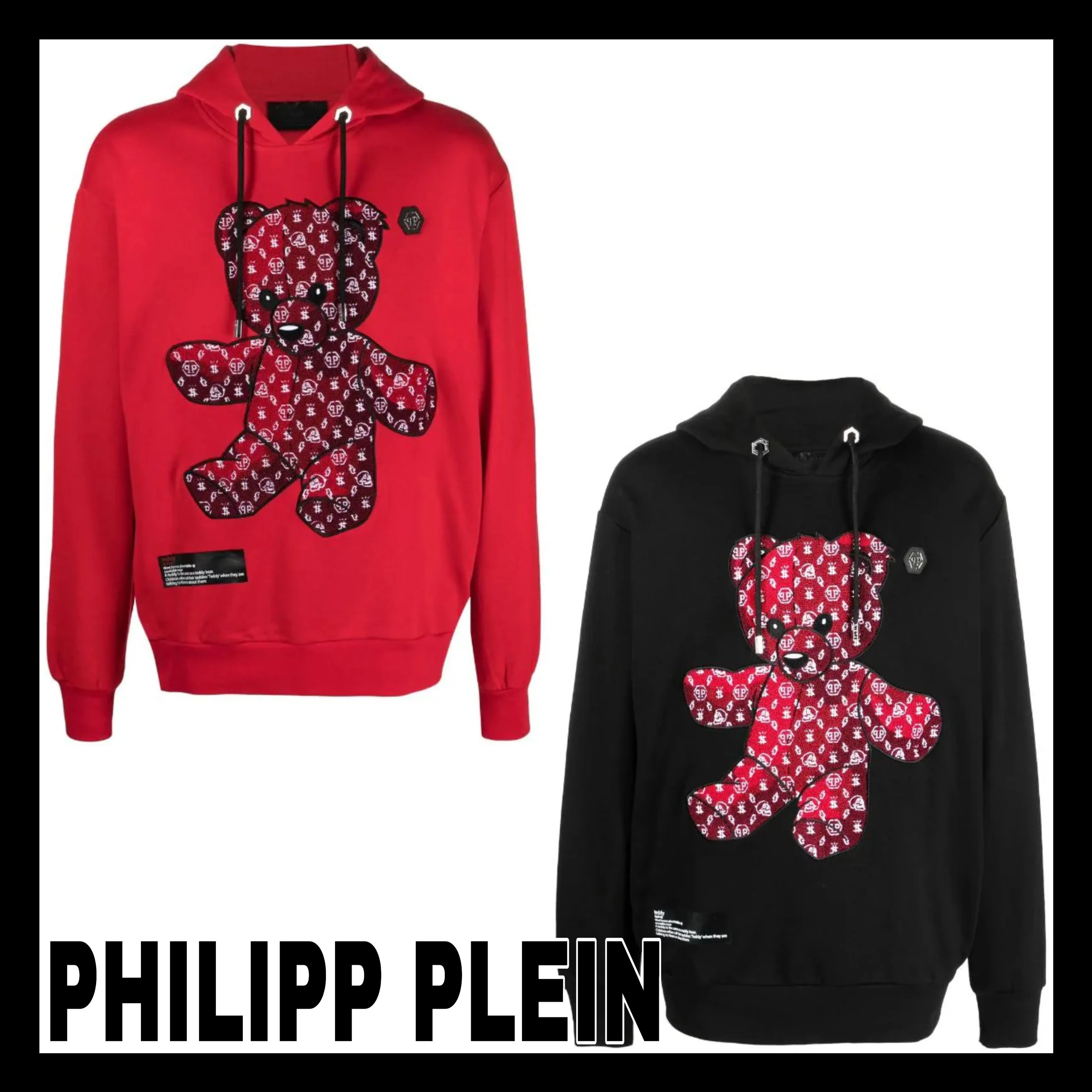 PHILIPP PLEIN  |Street Style Long Sleeves Cotton Logo Designers Hoodies