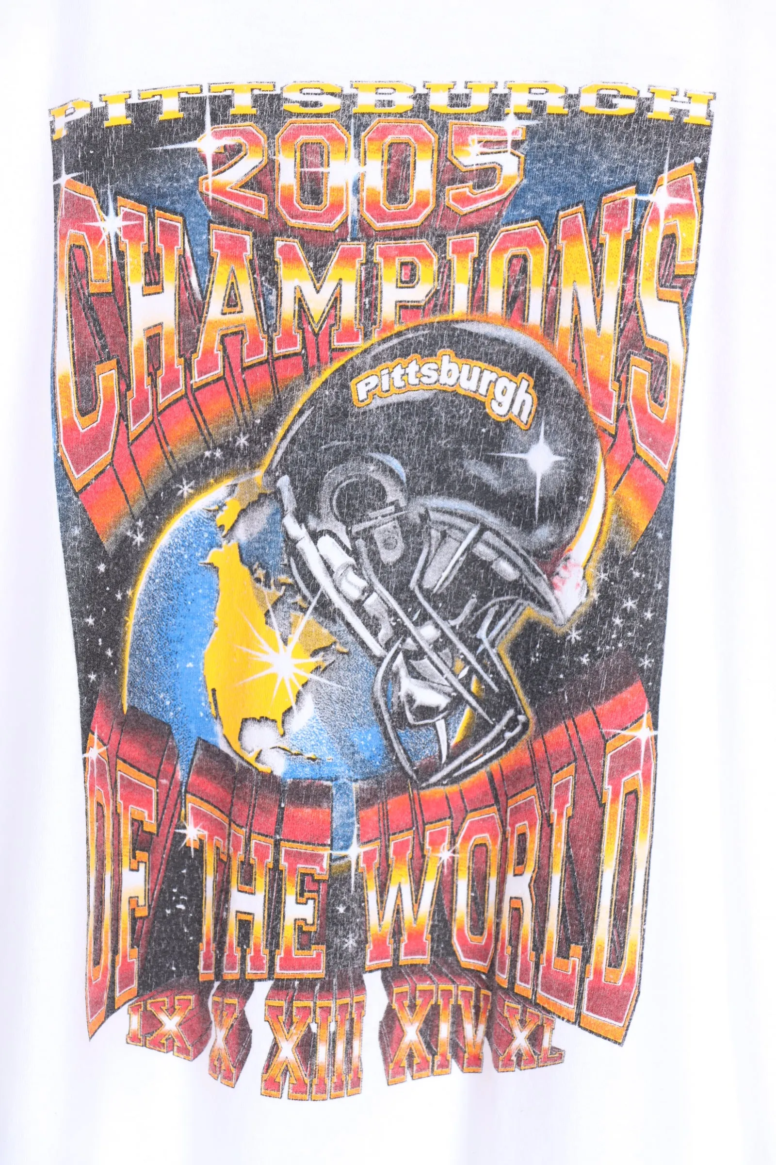 Pittsburgh NFL 'Champions of the World' Globe & Helmet Print (L)