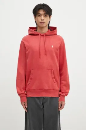 Polo Ralph Lauren cotton sweatshirt men's red color hooded smooth 710916690