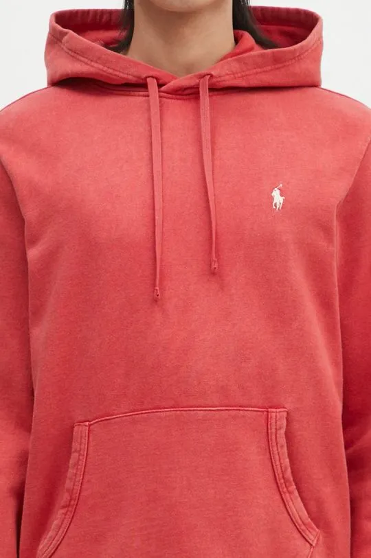 Polo Ralph Lauren cotton sweatshirt men's red color hooded smooth 710916690