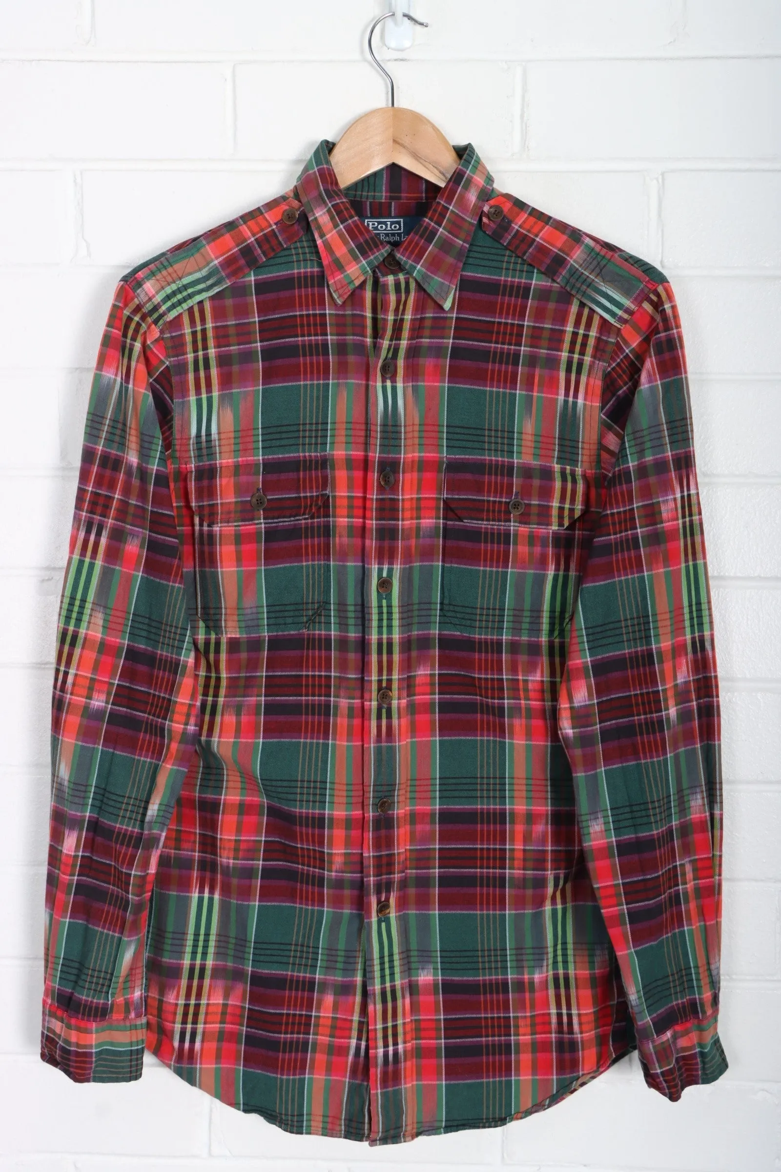 RALPH LAUREN POLO Plaid Madras Long Sleeve Shirt (S)