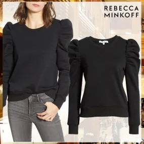 Rebecca Minkoff  |Crew Neck Long Sleeves Plain Cotton Puff Sleeves