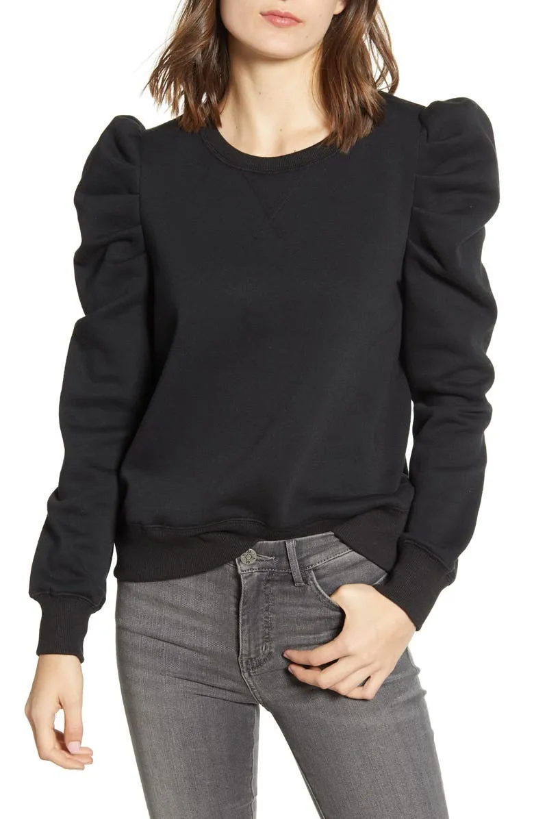 Rebecca Minkoff  |Crew Neck Long Sleeves Plain Cotton Puff Sleeves