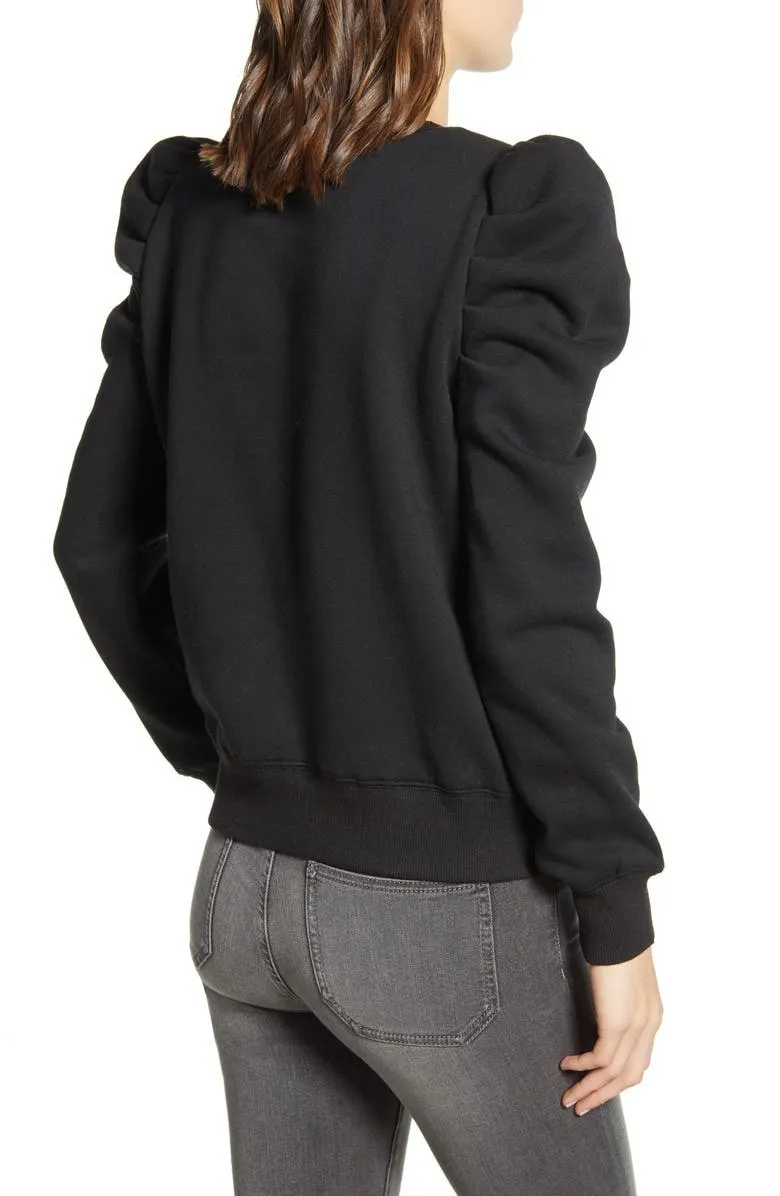 Rebecca Minkoff  |Crew Neck Long Sleeves Plain Cotton Puff Sleeves