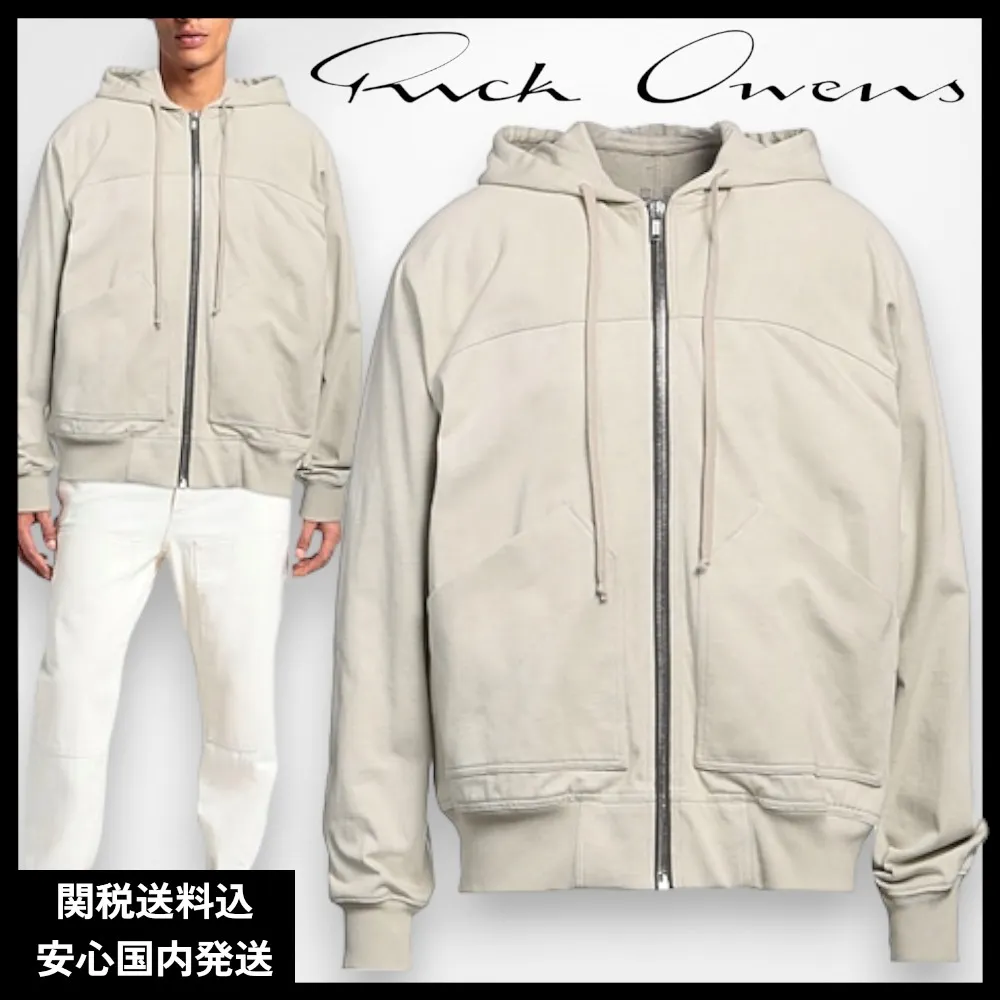 RICK OWENS  |Street Style Long Sleeves Plain Cotton Designers Hoodies