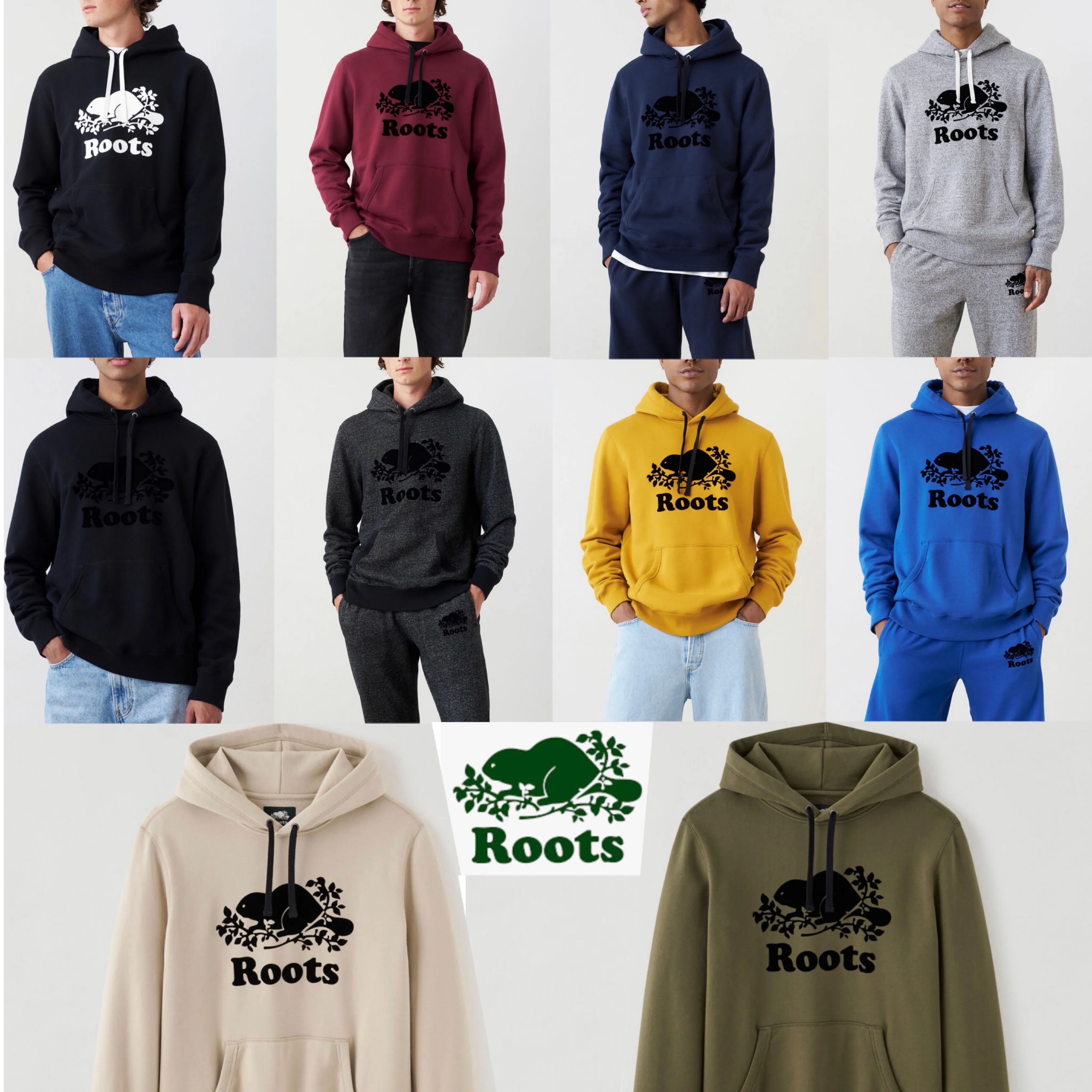 Roots  |Unisex Sweat Long Sleeves Plain Other Animal Patterns Khaki