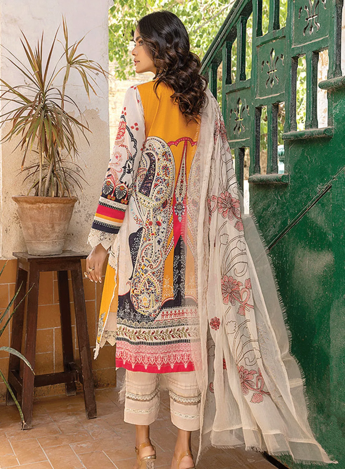 Rung By Al Zohaib Embroidered Lawn Unstitched 3 Piece Suit - AZ23EE 05