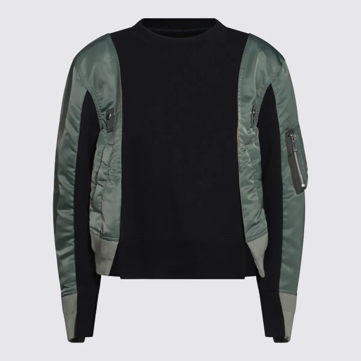 Sacai Navy And Green Cotton Sweatshirt