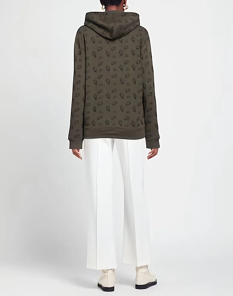 Saint Laurent  |Leopard Patterns Wool Sweat Nylon Long Sleeves Cotton Logo