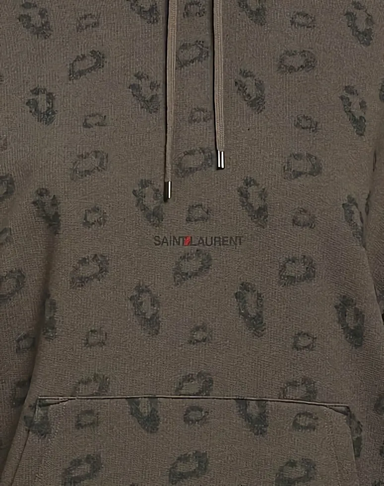 Saint Laurent  |Leopard Patterns Wool Sweat Nylon Long Sleeves Cotton Logo