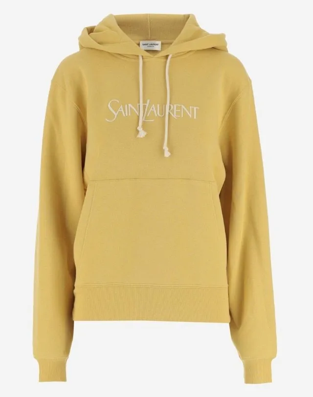 Saint Laurent  |Sweat Long Sleeves Cotton Logo Hoodies & Sweatshirts