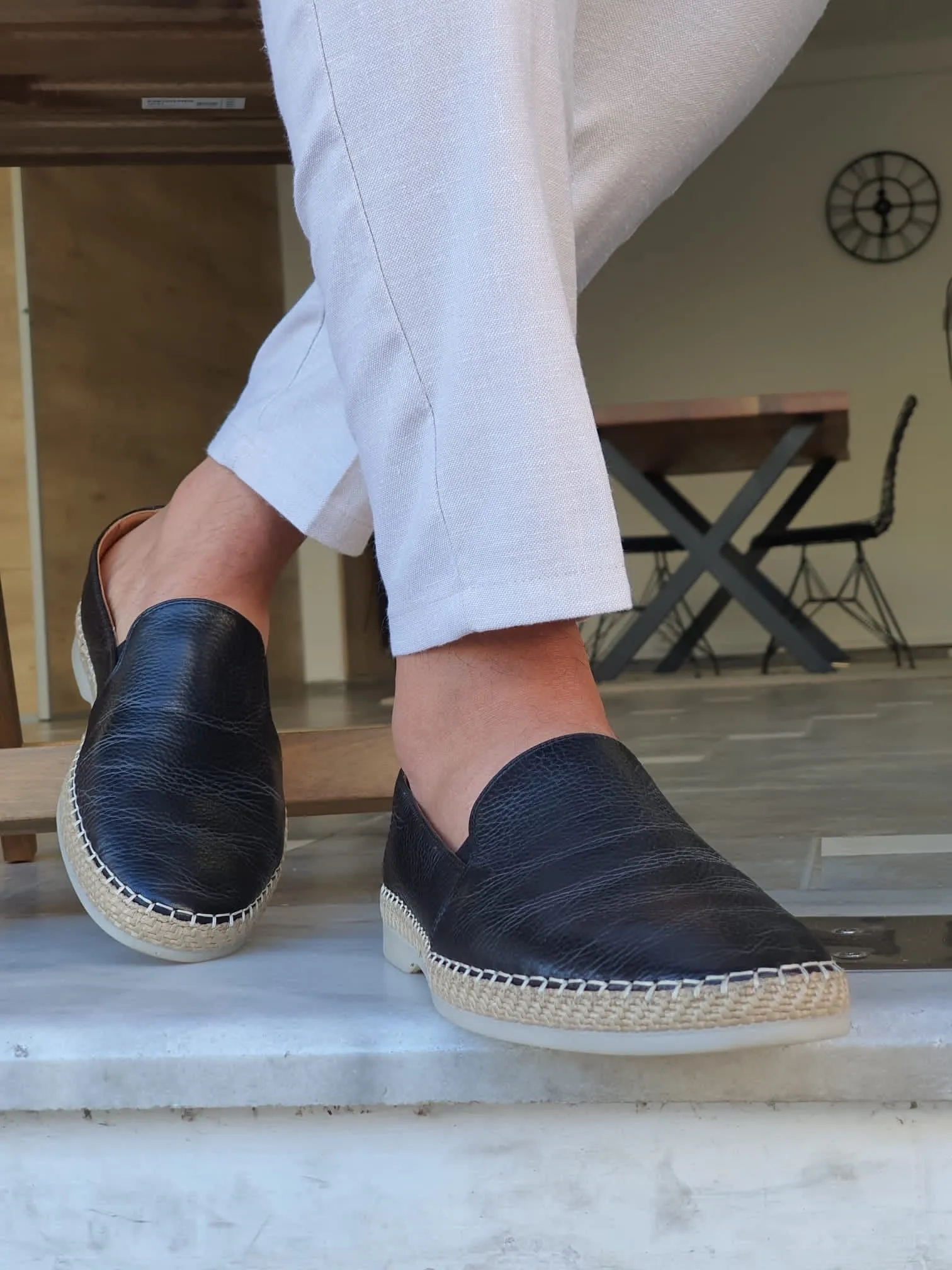 Salerno Black Slip-On Loafers