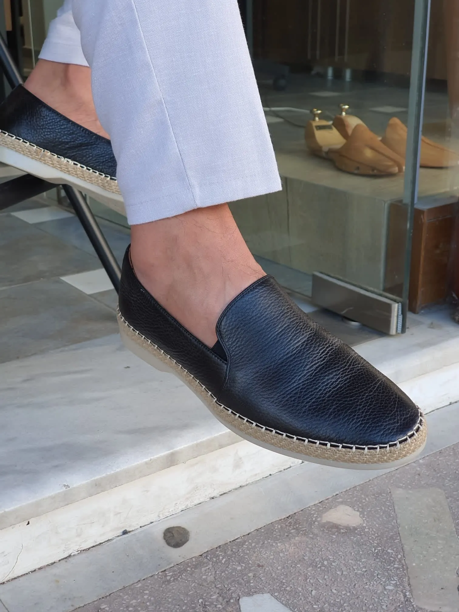 Salerno Black Slip-On Loafers