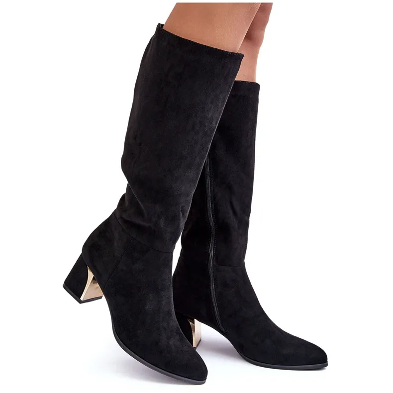 Seastar Black Suede High Heel Boots Inatris