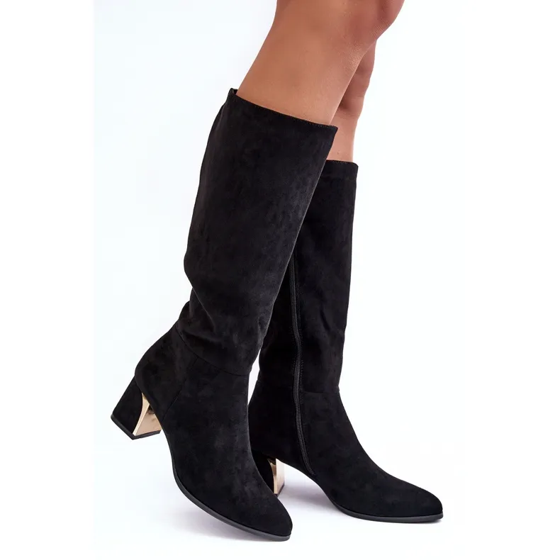 Seastar Black Suede High Heel Boots Inatris