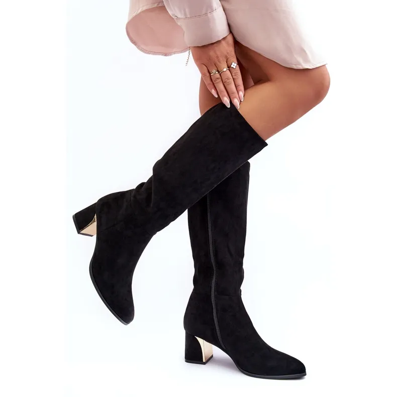 Seastar Black Suede High Heel Boots Inatris