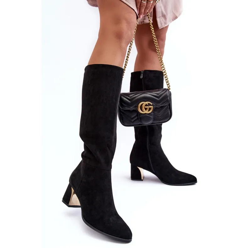 Seastar Black Suede High Heel Boots Inatris