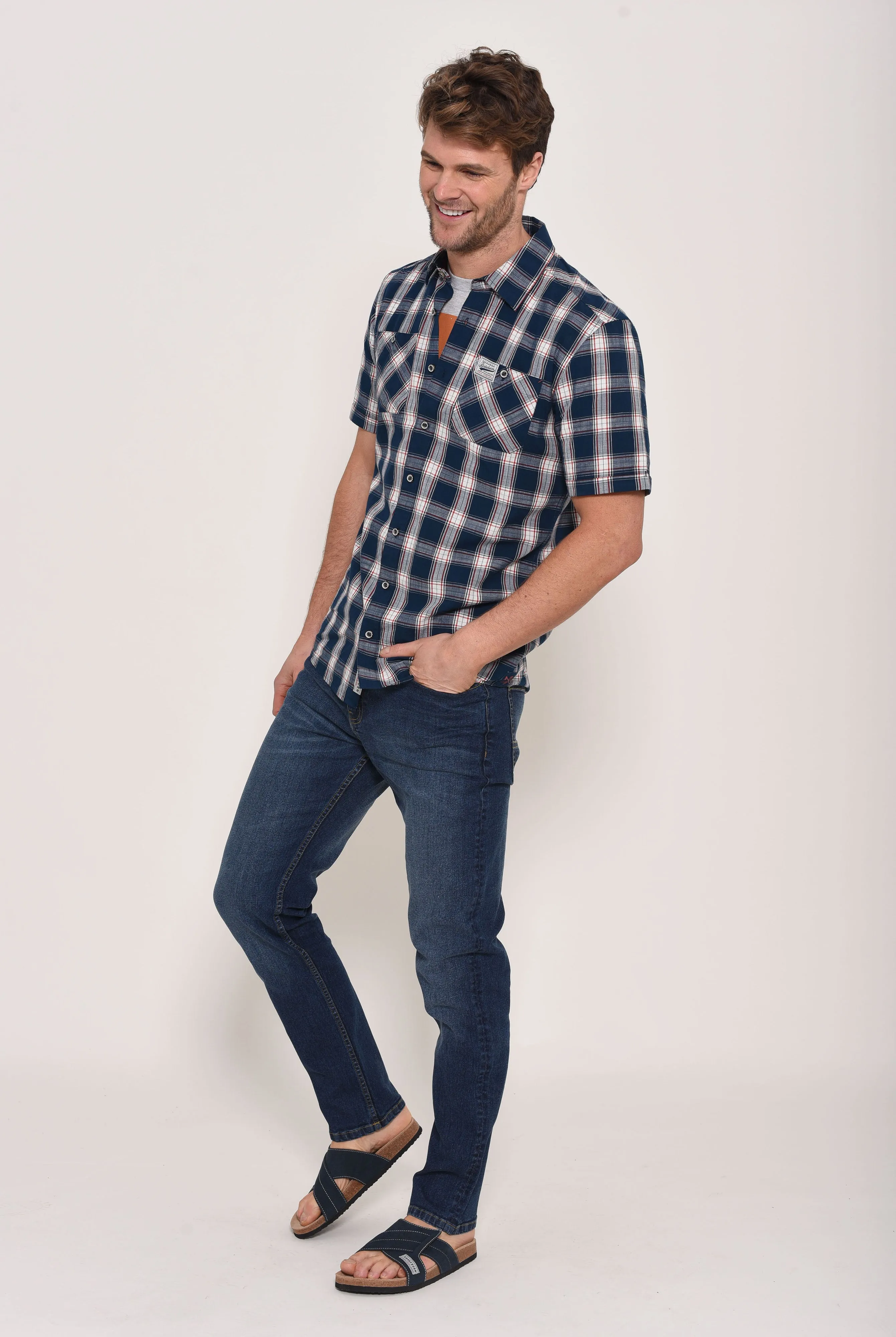 Short Sleeve Blue Check Shirt