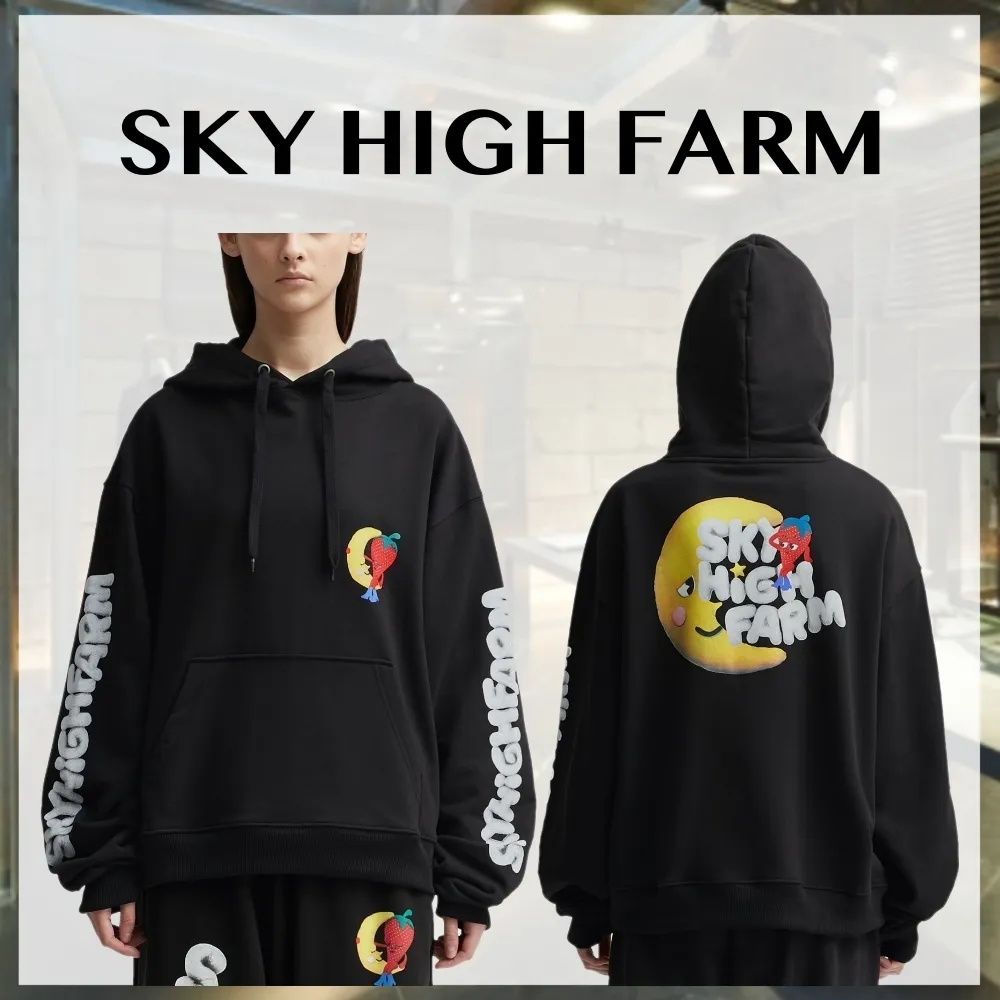 Sky High Farm Workwear  |Long Sleeves Cotton Logo Hoodies & Sweatshirts