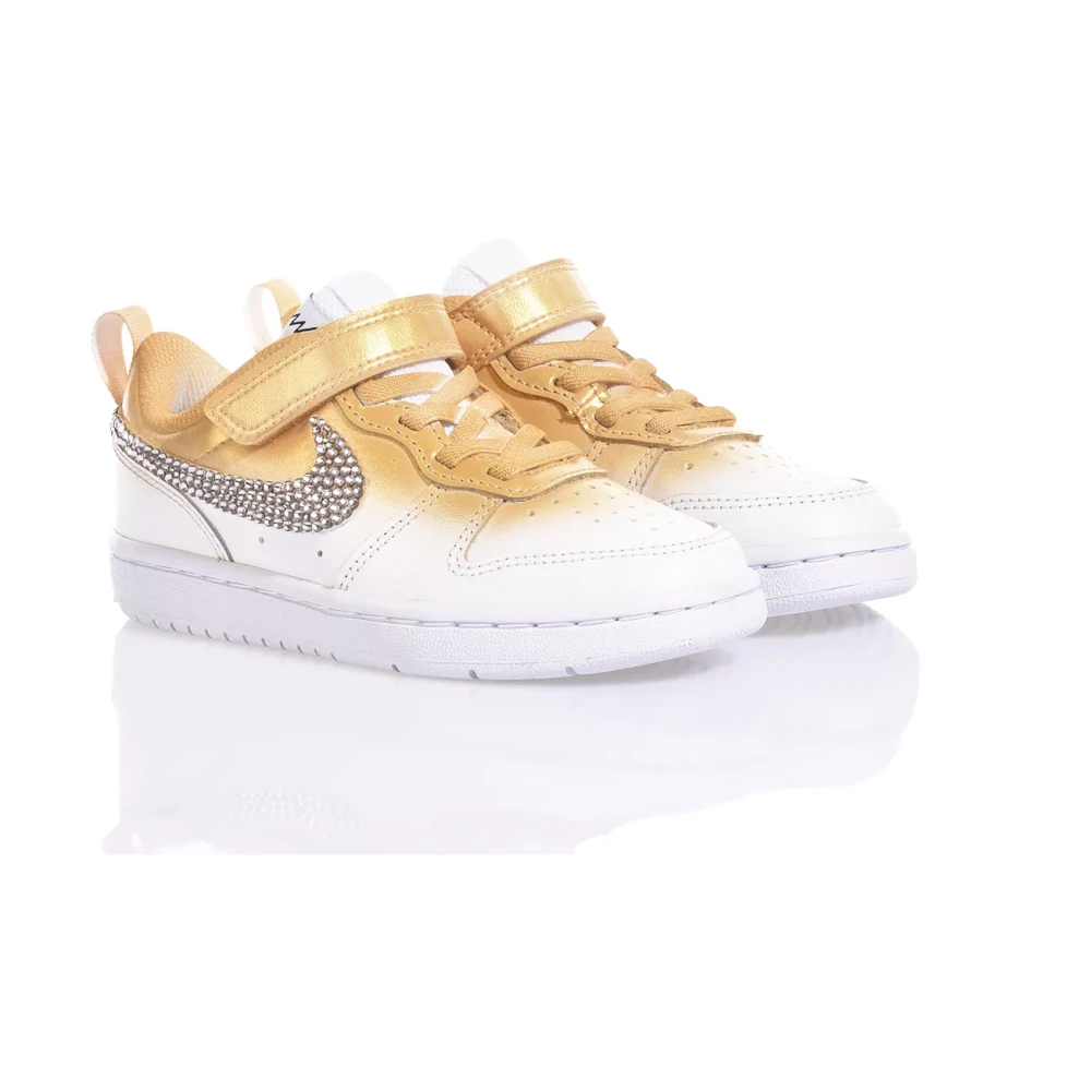 Sneakers Bianche e Oro Fatte a Mano