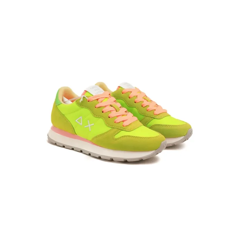 SNEAKERS DONNA IN PELLE E TESSUTO, VERDE