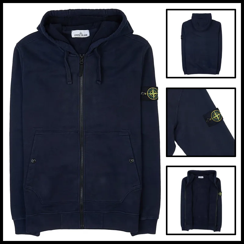 STONE ISLAND  |Street Style Long Sleeves Plain Cotton Logo Hoodies