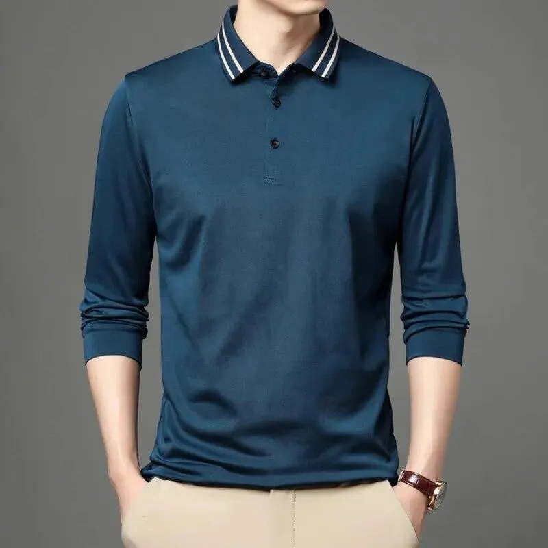 Striped Collar Men Polo Shirt