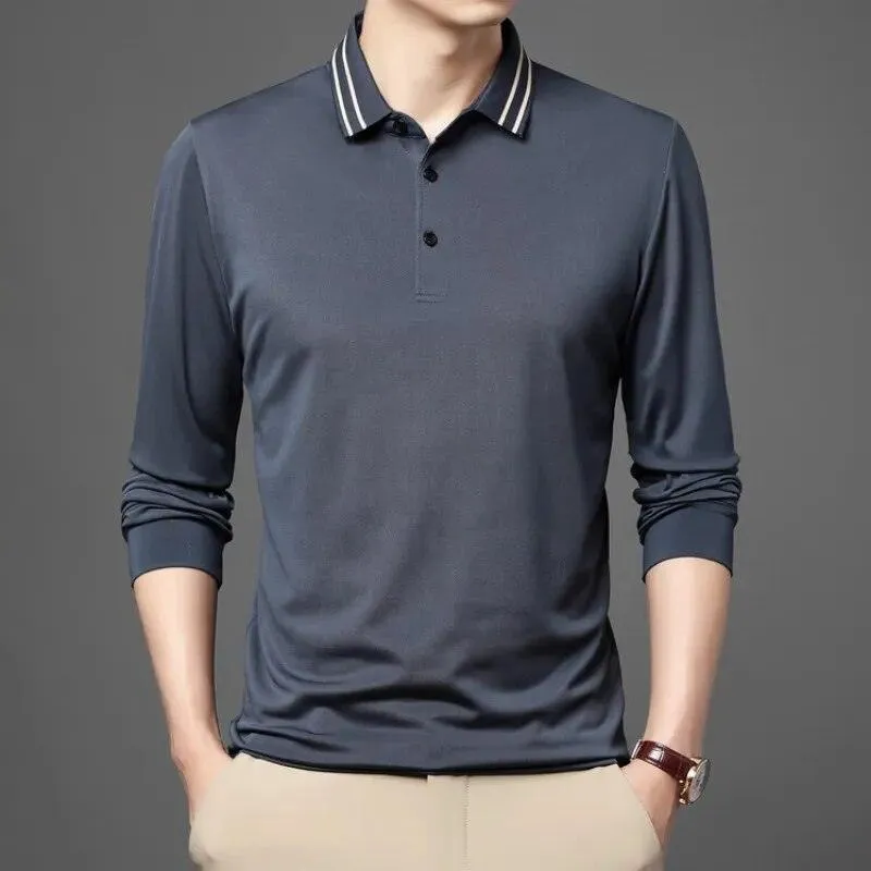 Striped Collar Men Polo Shirt