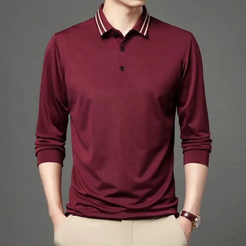 Striped Collar Men Polo Shirt