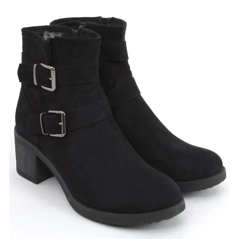 Teoo Black wide heel boots